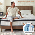 Mattress 10" Firm Hybrid Memory Foam Pocket Spring