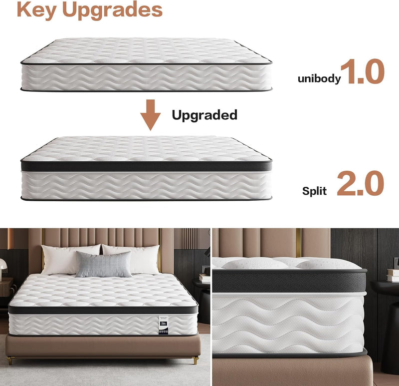 Mattress 10" Firm Hybrid Memory Foam Pocket Spring