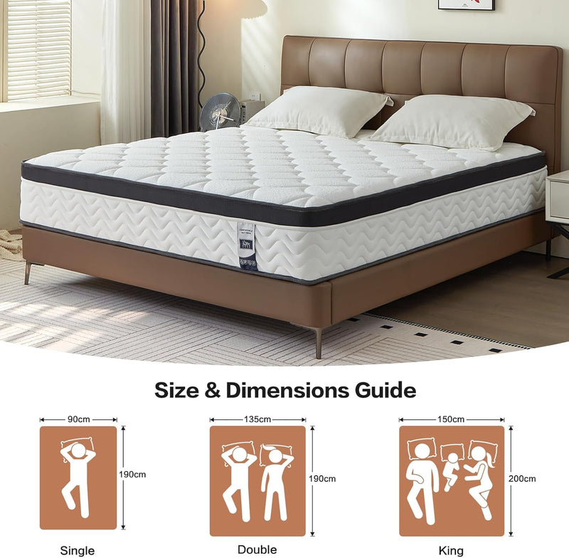 Mattress 10" Firm Hybrid Memory Foam Pocket Spring