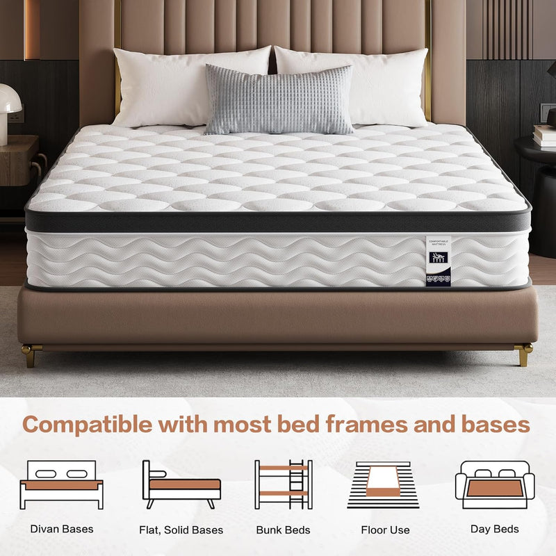 Mattress 10" Firm Hybrid Memory Foam Pocket Spring