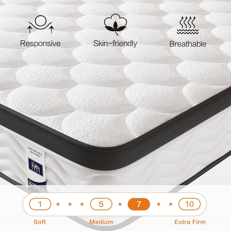 Mattress 10" Firm Hybrid Memory Foam Pocket Spring