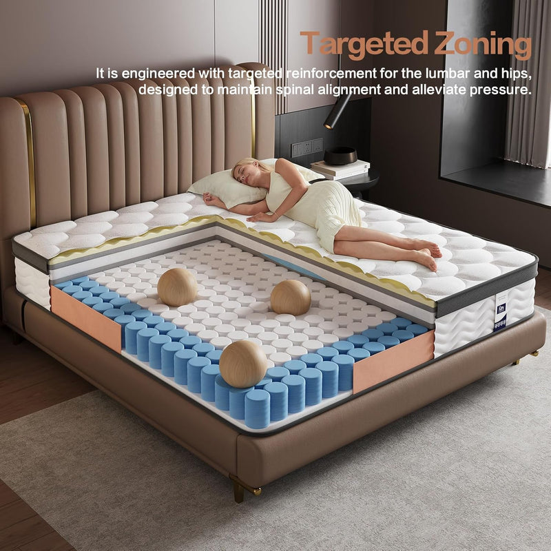Mattress 10" Firm Hybrid Memory Foam Pocket Spring