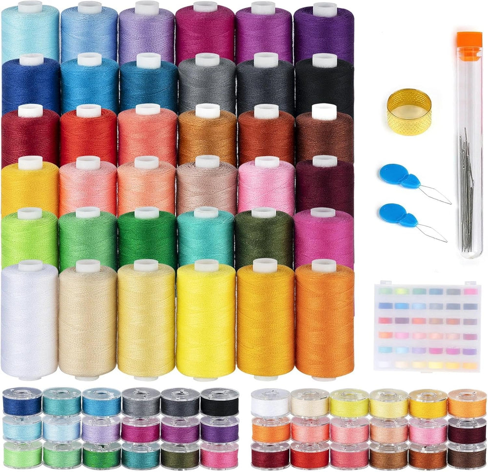 700 Yard Bobbins Sewing Thread Set 36 Colors