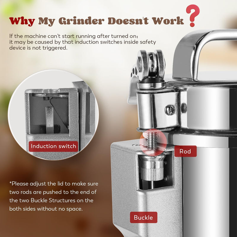 700g Electric Grain Grinder Stainless Steel 220V 2500W
