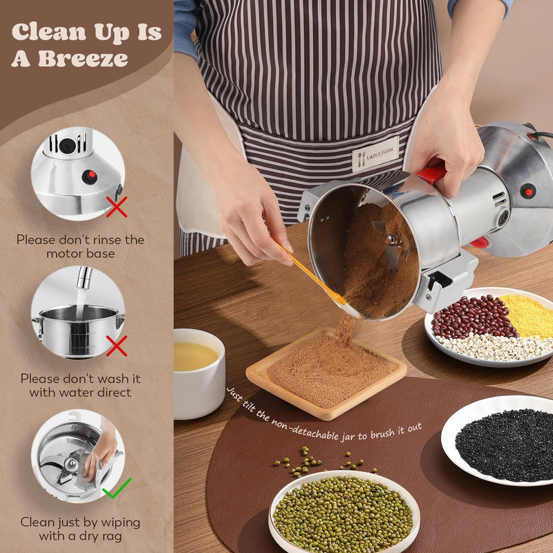 700g Electric Grain Grinder Stainless Steel 220V 2500W