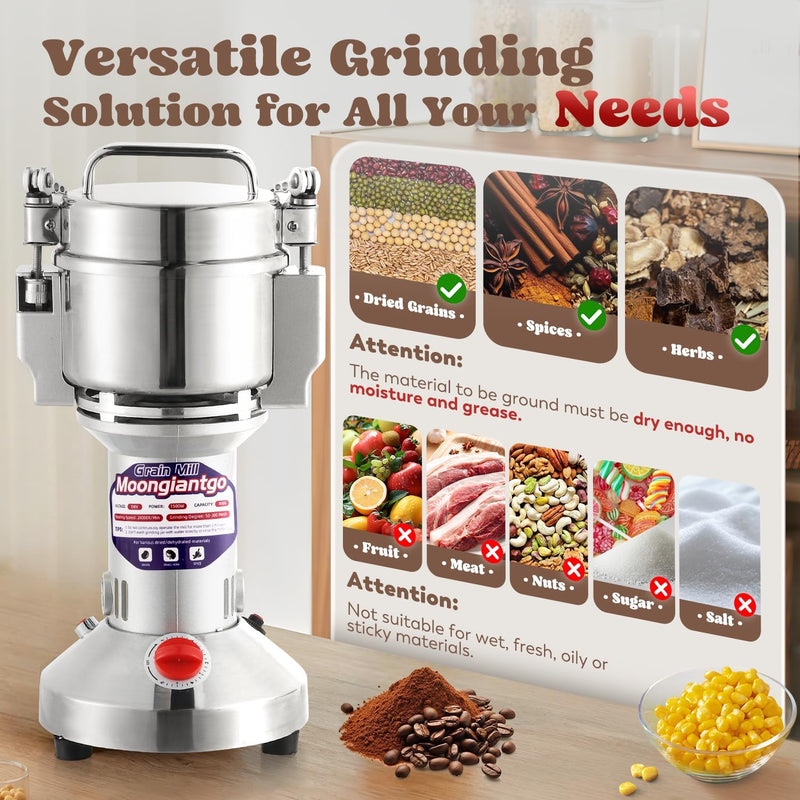 700g Electric Grain Grinder Stainless Steel 220V 2500W