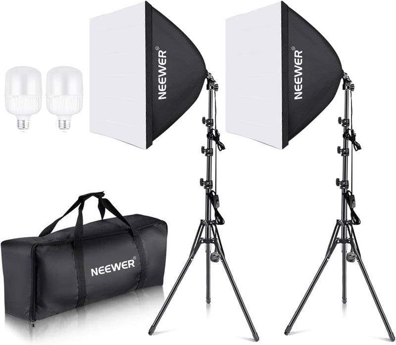 700W Equivalent Softbox Lighting Kit Photo Studio Equipment (2 Pack)