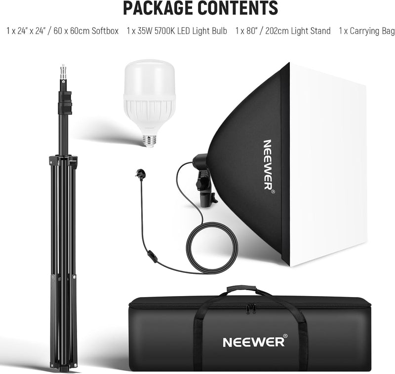 700W Equivalent Softbox Lighting Kit Photo Studio Equipment (2 Pack)