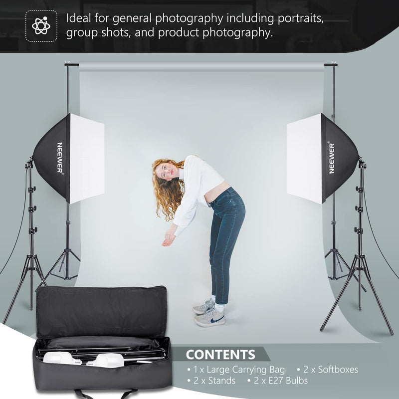 700W Equivalent Softbox Lighting Kit Photo Studio Equipment (2 Pack)