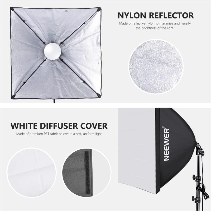 700W Equivalent Softbox Lighting Kit Photo Studio Equipment (2 Pack)