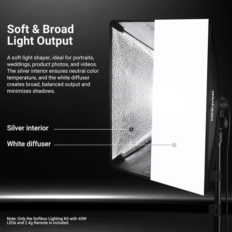 700W Equivalent Softbox Lighting Kit Photo Studio Equipment (2 Pack)