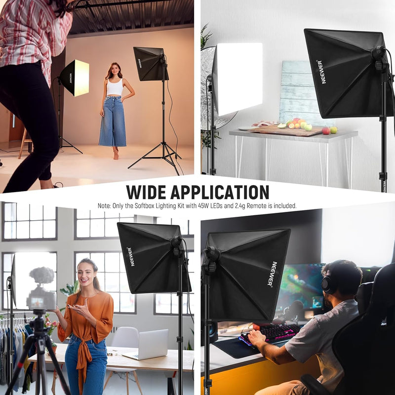 700W Equivalent Softbox Lighting Kit Photo Studio Equipment (2 Pack)