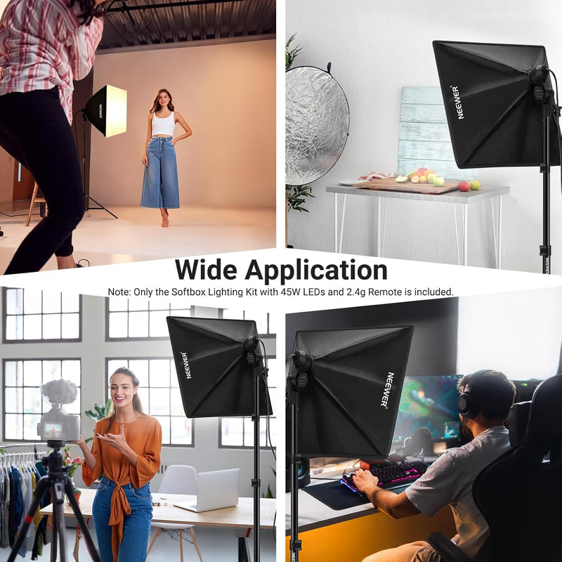 700W Equivalent Softbox Lighting Kit Photo Studio Equipment (2 Pack)