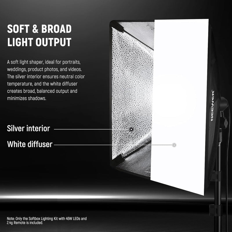 700W Equivalent Softbox Lighting Kit Photo Studio Equipment (2 Pack)