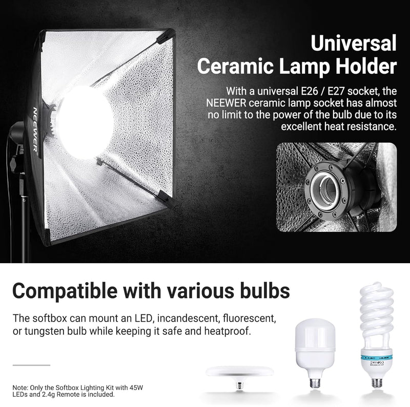 700W Equivalent Softbox Lighting Kit Photo Studio Equipment (2 Pack)