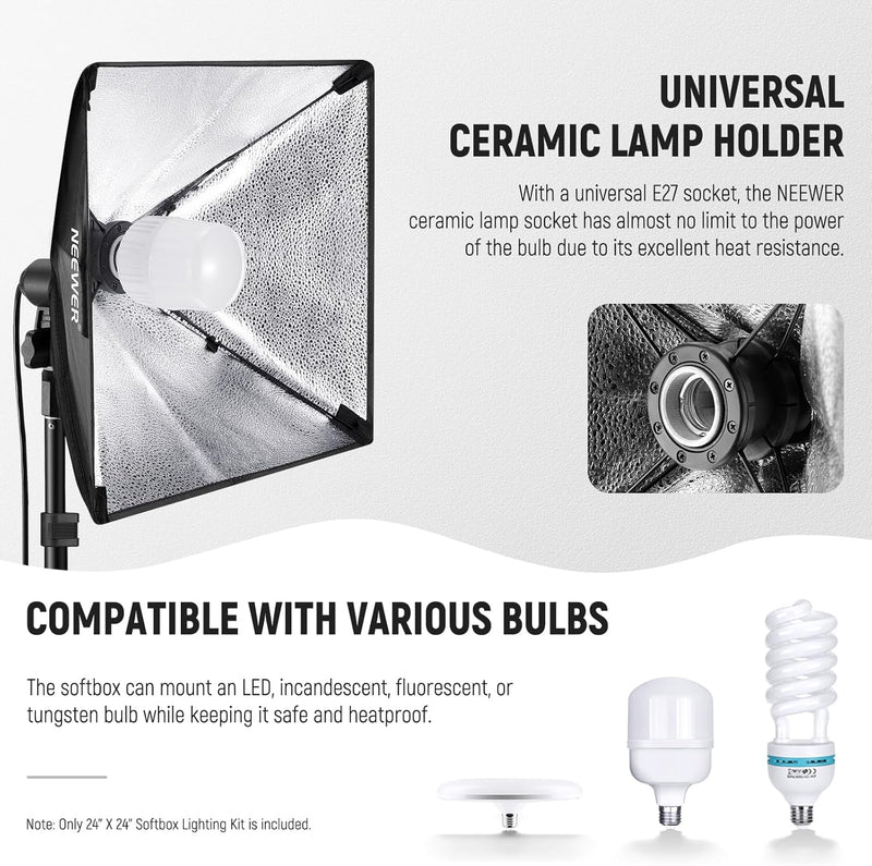 700W Equivalent Softbox Lighting Kit Photo Studio Equipment (2 Pack)