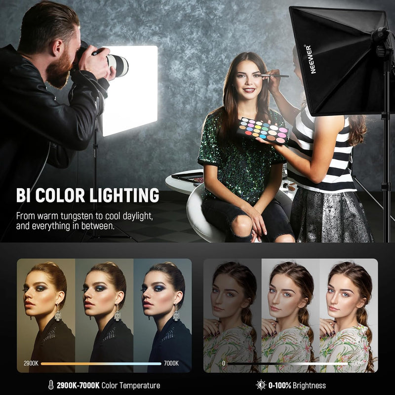 700W Equivalent Softbox Lighting Kit Photo Studio Equipment (2 Pack)