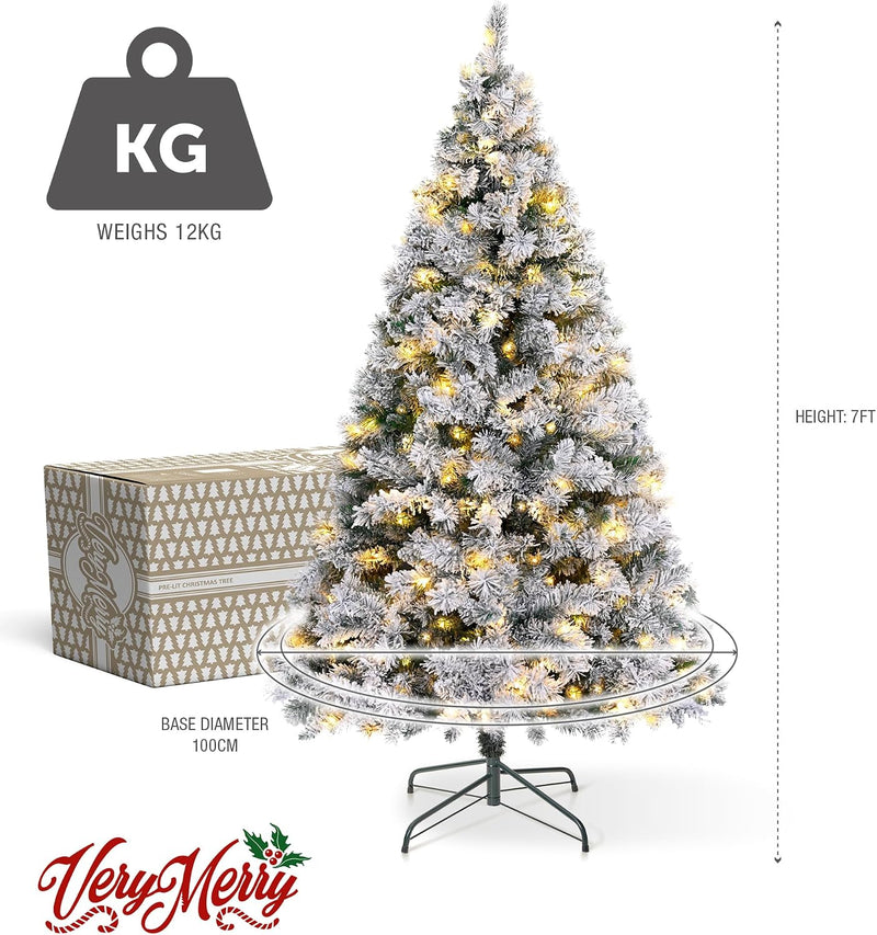 7FT Pre Lit Snowy Christmas Tree