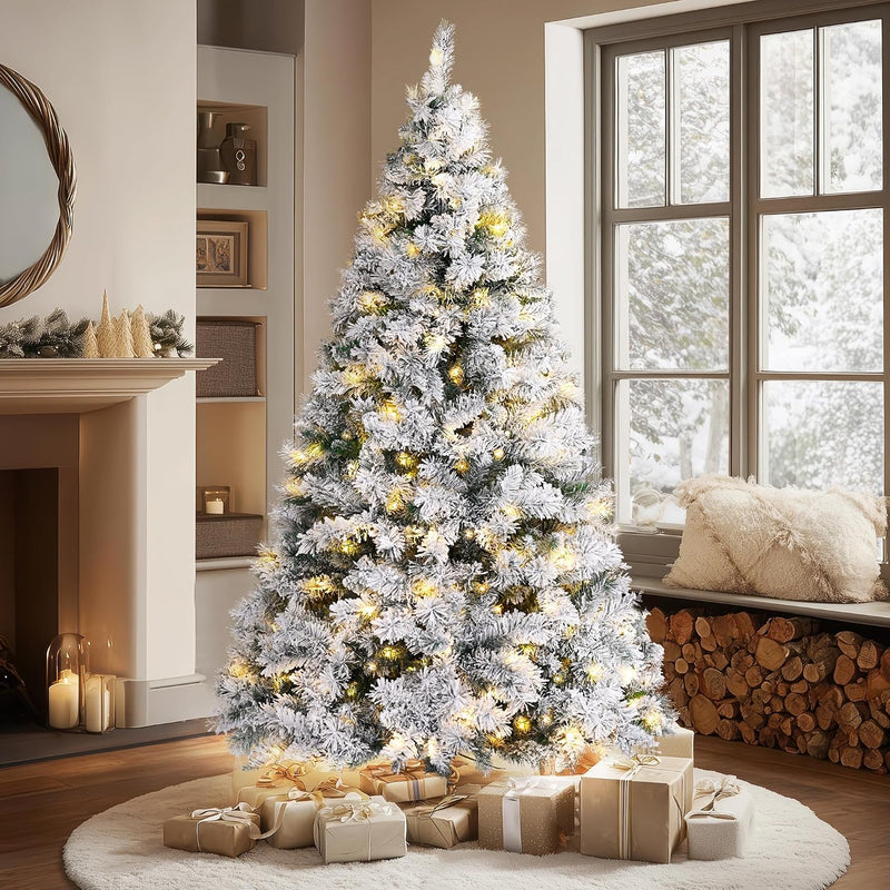 7FT Pre Lit Snowy Christmas Tree