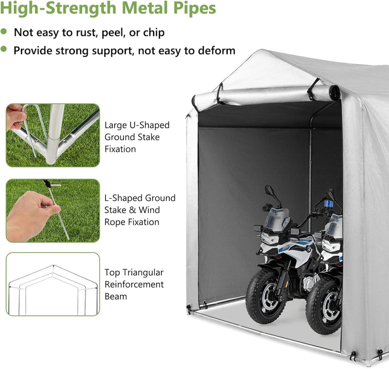 7x5.2FT Garden Storage Shed Waterproof Bike Motorcycle Tent