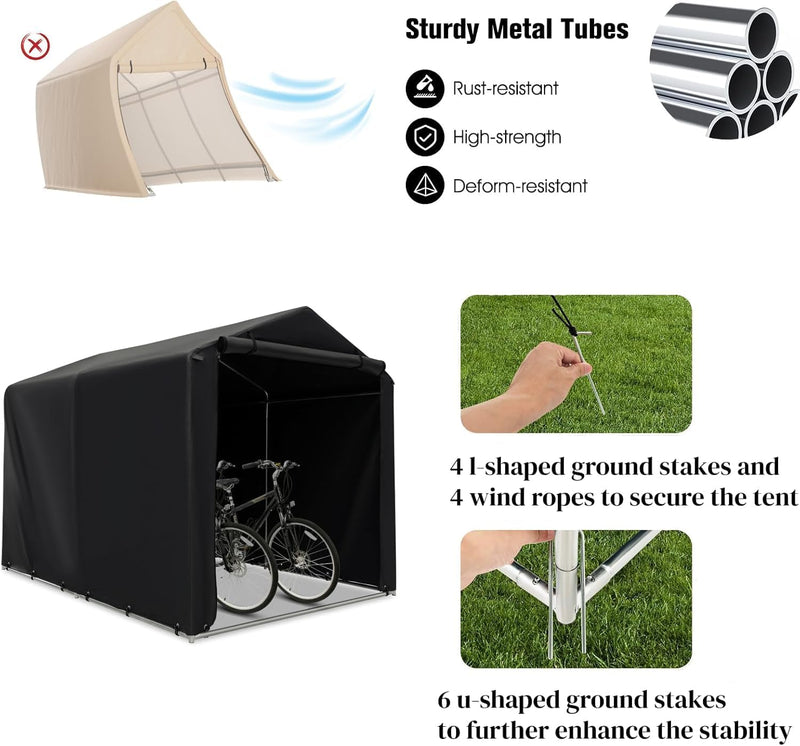 7x5.2FT Garden Storage Shed Waterproof Bike Motorcycle Tent
