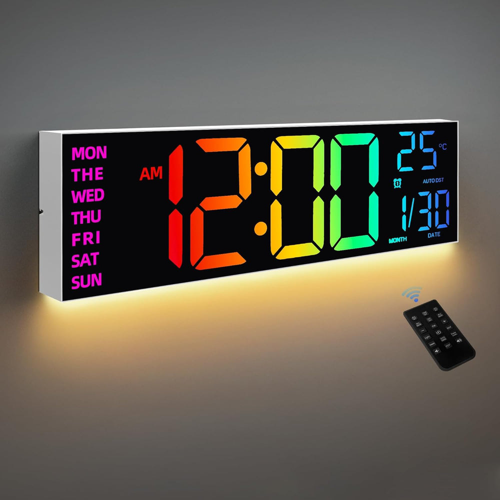 8 Colors Digital Wall Clock 16.2" Large