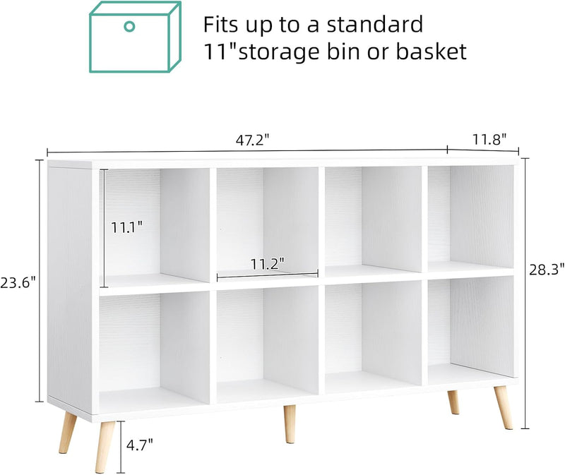 8-Cube Bookshelf 2 Tier Modern Bookcase with Legs