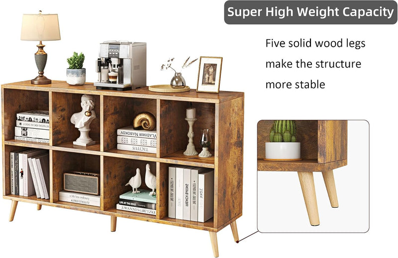 8-Cube Bookshelf 2 Tier Modern Bookcase with Legs