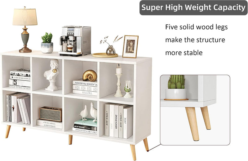8-Cube Bookshelf 2 Tier Modern Bookcase with Legs
