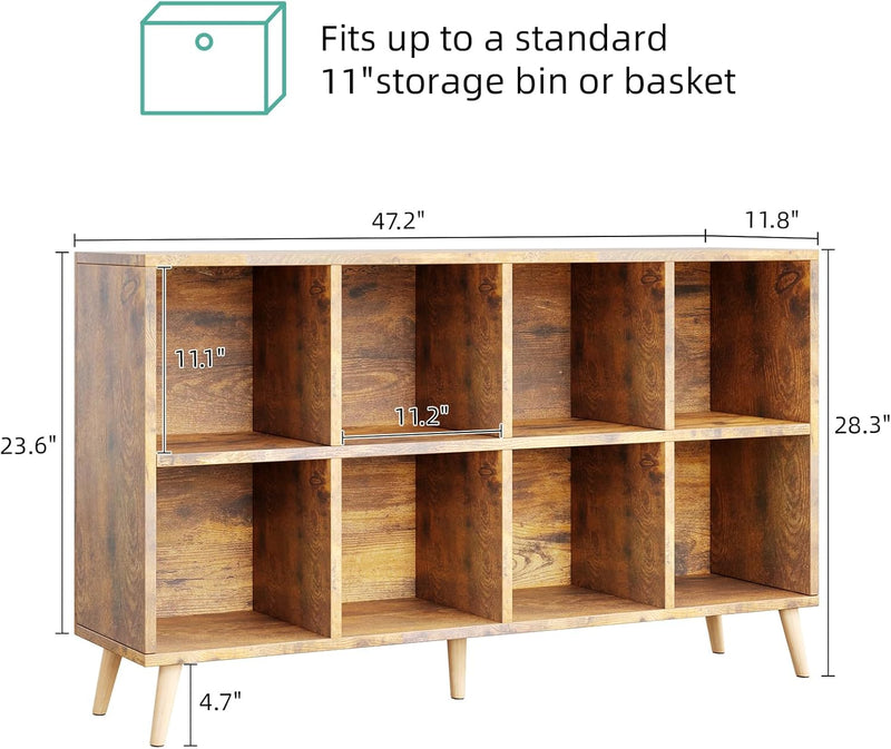 8-Cube Bookshelf 2 Tier Modern Bookcase with Legs