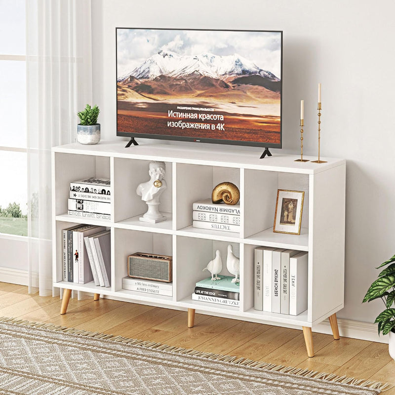 8-Cube Bookshelf 2 Tier Modern Bookcase with Legs