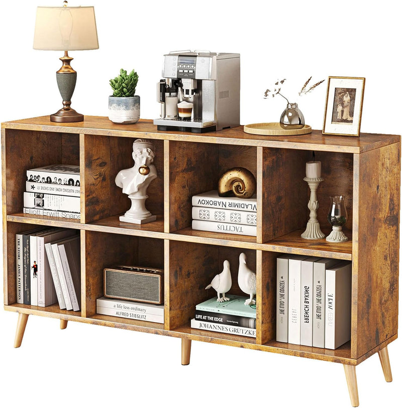 8-Cube Bookshelf 2 Tier Modern Bookcase with Legs