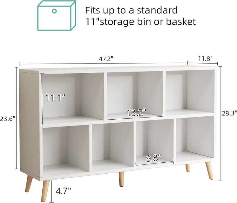 8-Cube Bookshelf 2 Tier Retro Bookcase with Legs