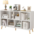 8-Cube Bookshelf 2 Tier Retro Bookcase with Legs
