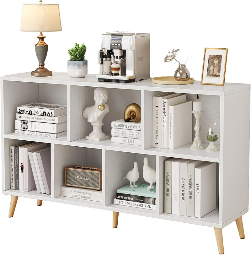 8-Cube Bookshelf 2 Tier Retro Bookcase with Legs