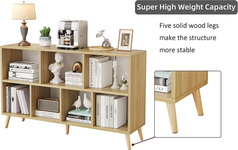 8-Cube Bookshelf 2 Tier Retro Bookcase with Legs