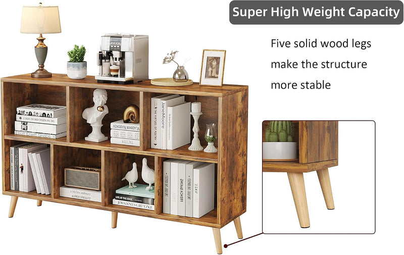 8-Cube Bookshelf 2 Tier Retro Bookcase with Legs