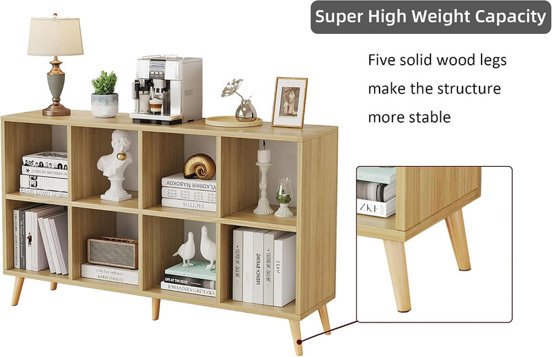 8-Cube Bookshelf 2 Tier Retro Bookcase with Legs