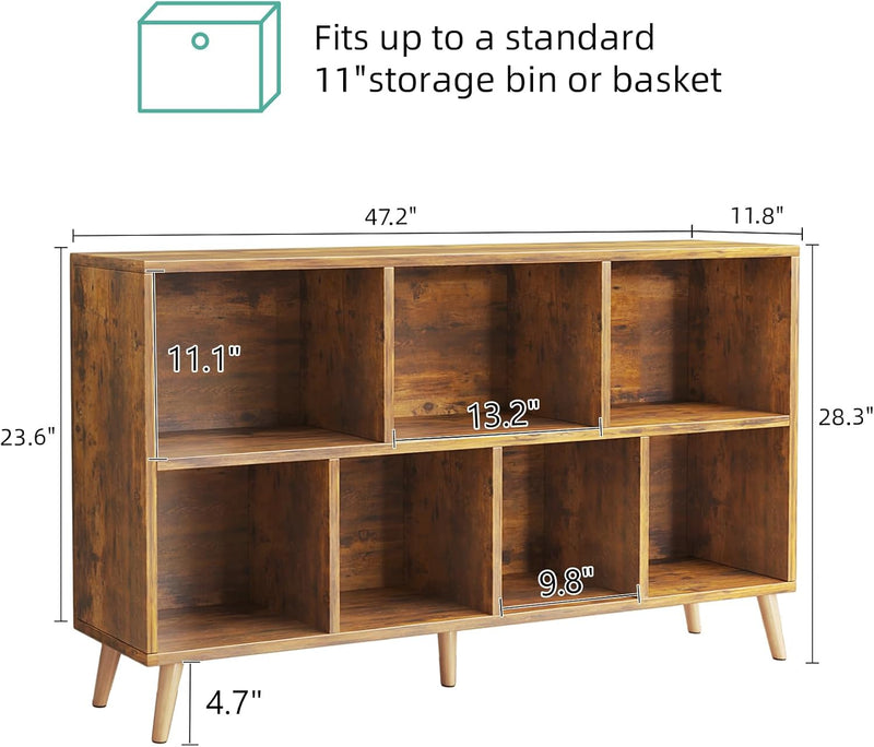 8-Cube Bookshelf 2 Tier Retro Bookcase with Legs