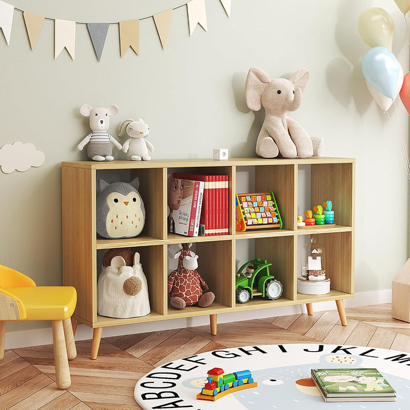 8-Cube Bookshelf 2 Tier Retro Bookcase with Legs