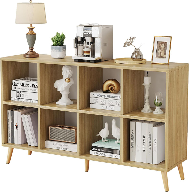 8-Cube Bookshelf 2 Tier Retro Bookcase with Legs