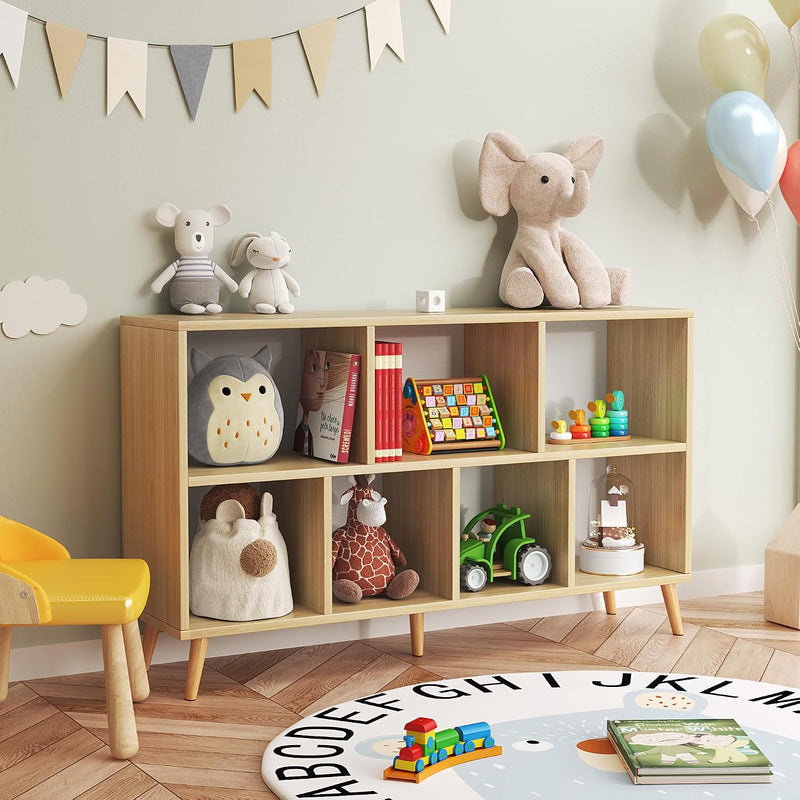 8-Cube Bookshelf 2 Tier Retro Bookcase with Legs