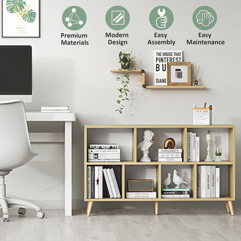 8-Cube Bookshelf 2 Tier Retro Bookcase with Legs