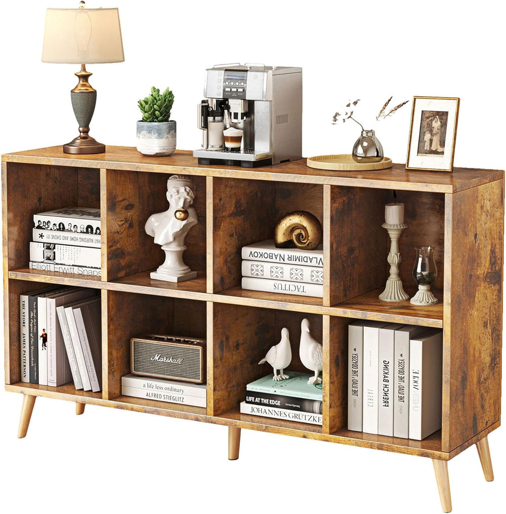 8-Cube Bookshelf 2 Tier Retro Bookcase with Legs