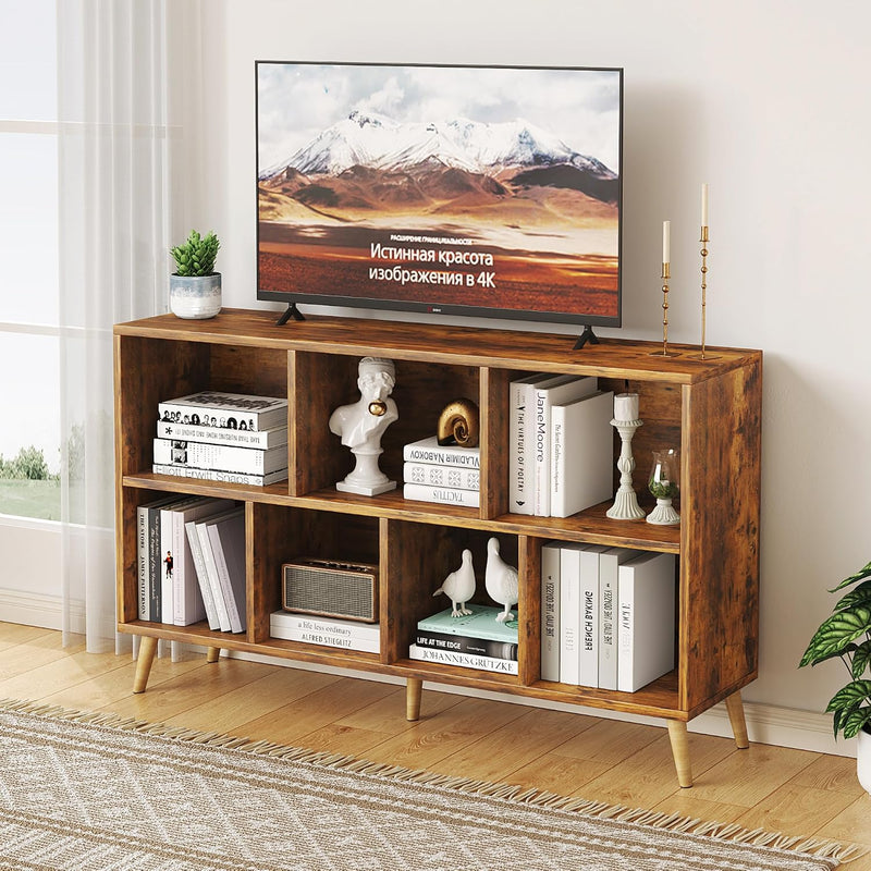 8-Cube Bookshelf 2 Tier Retro Bookcase with Legs