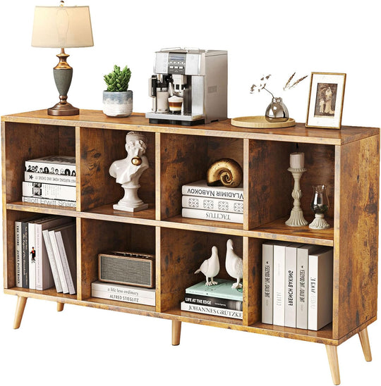 8-Cube Bookshelf 2 Tier Retro Bookcase with Legs