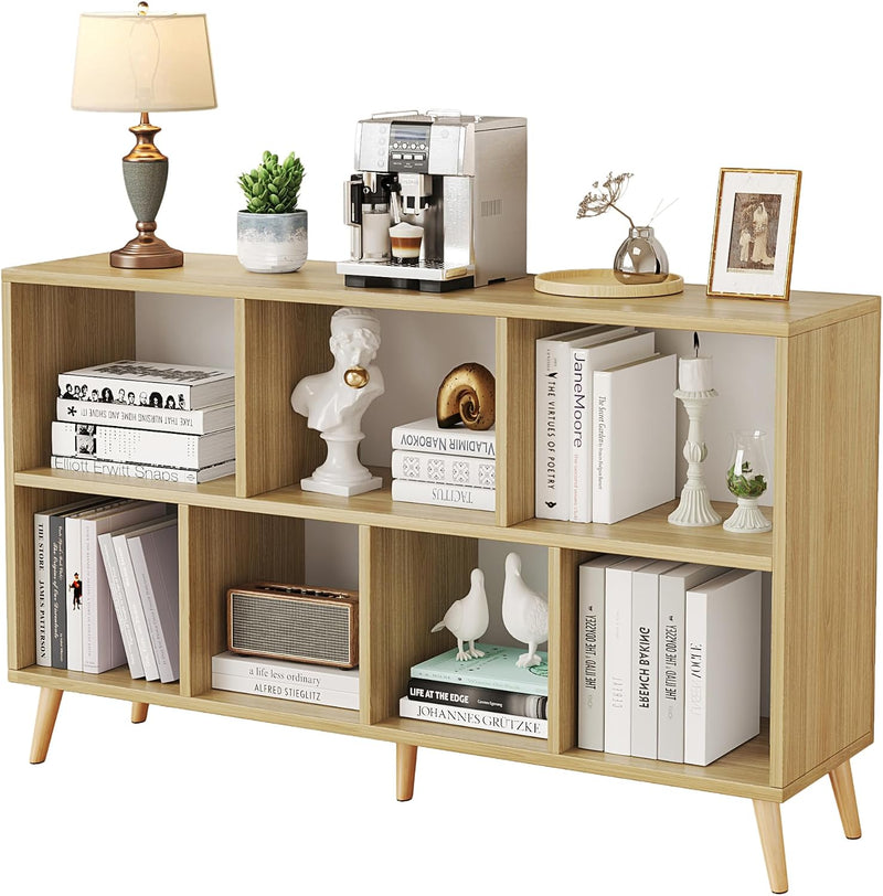 8-Cube Bookshelf 2 Tier Retro Bookcase with Legs