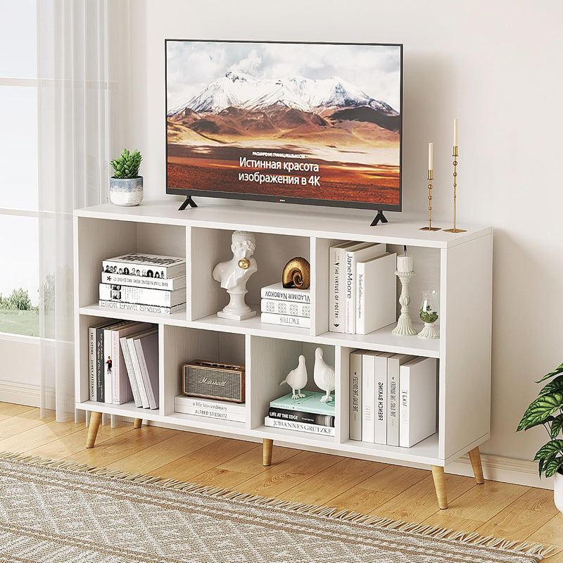 8-Cube Bookshelf 2 Tier Retro Bookcase with Legs
