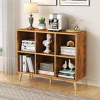 8-Cube Bookshelf 2 Tier Retro Bookcase with Legs