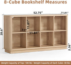 8 Cube Storage Bookcase 53" Wide Wooden Book
